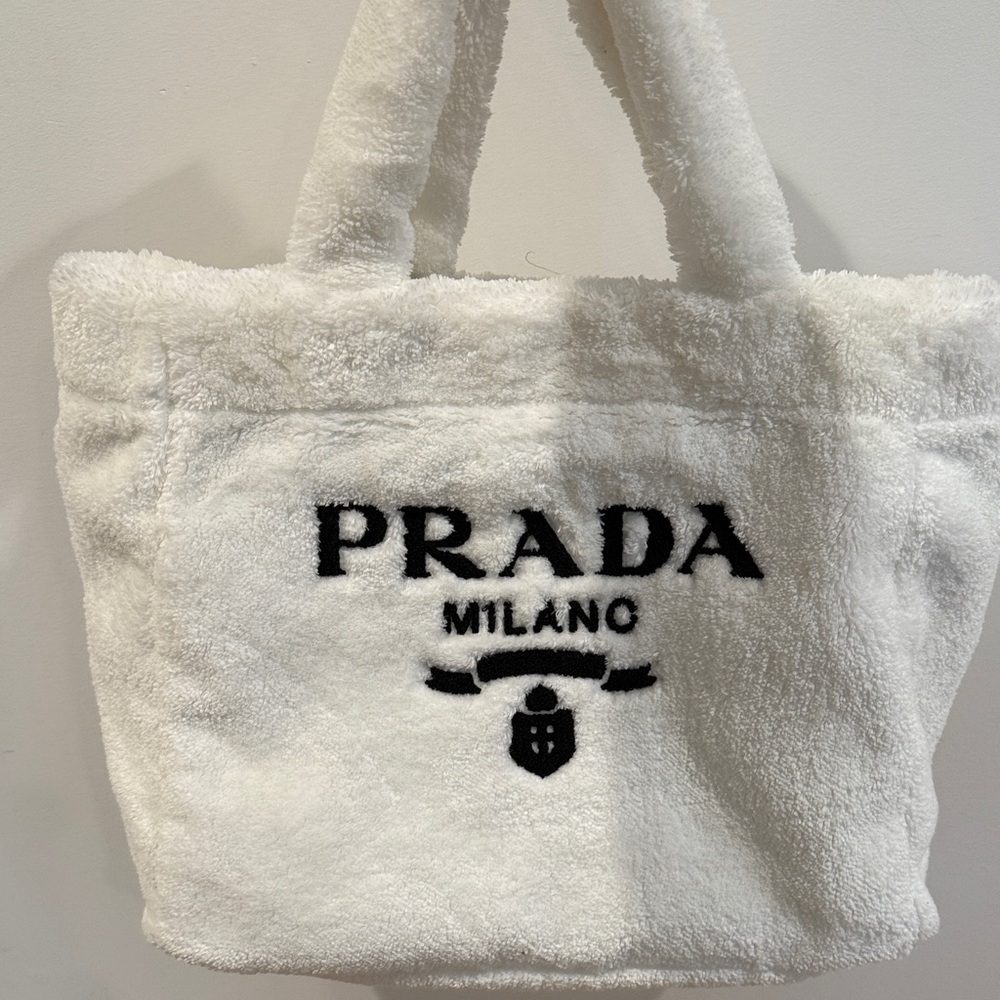 Prada White and Black Tote Bag